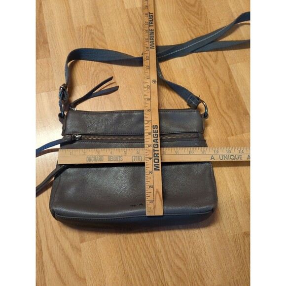 The Sak Reseda Shoulder Bag Purse Slate Gray Leather Zippers - Picture 4 of 8